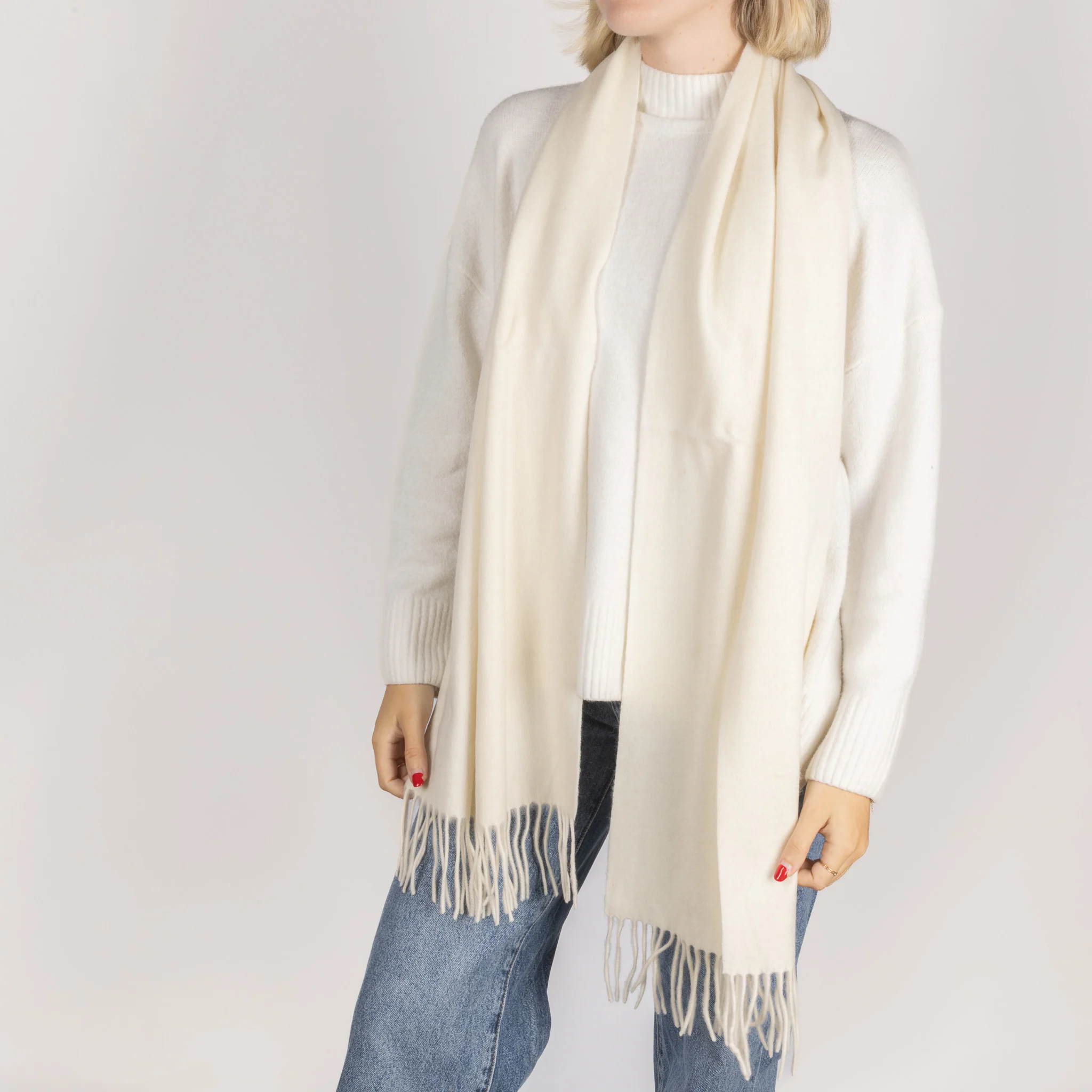 Australian Made Merino Scarf - Ivory - Image 4